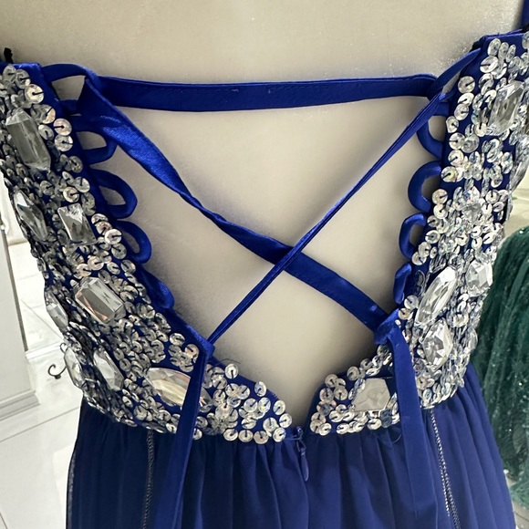 Long Blue Party Dress - Picture 4 of 6